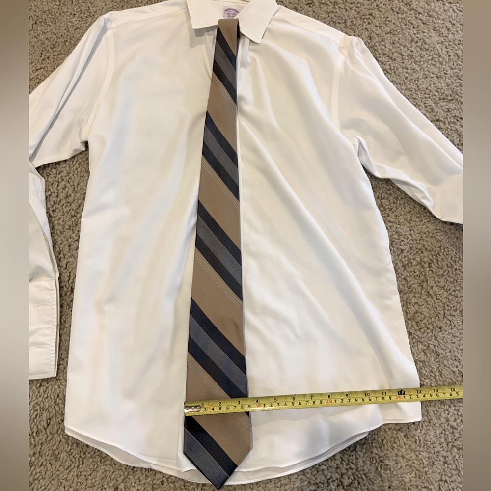 Tan/blue striped silk tie